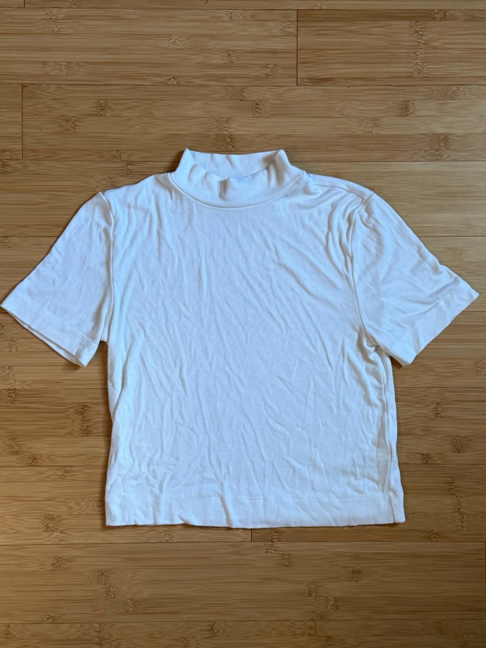 Babaton White Short-Sleeve Mock Neck Tee
